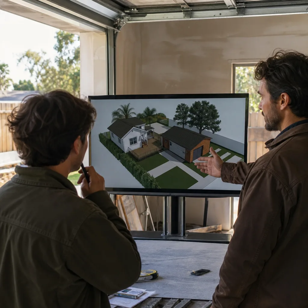 Professional designer presenting an ADU and home property site plan