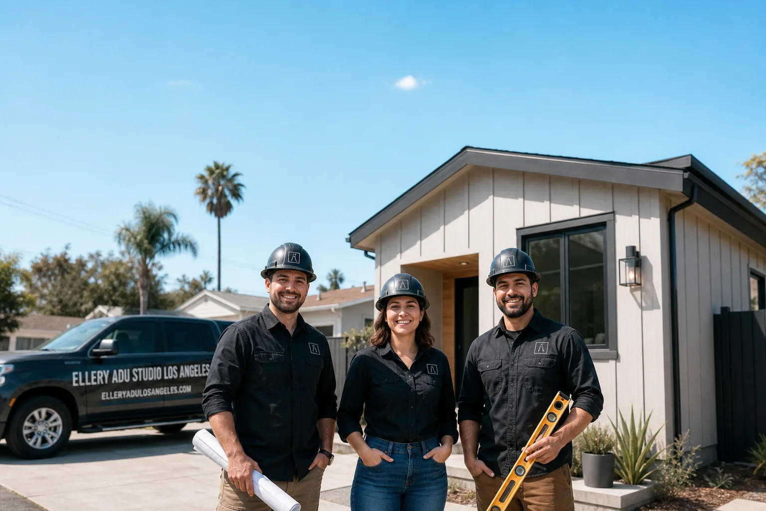 Ellery ADU Studio Los Angeles adu service vehicle and crew in Los Angeles, CA